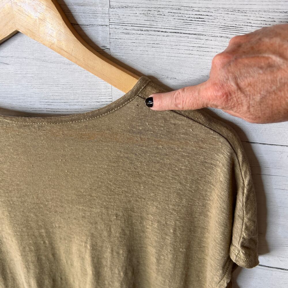 Vince Shirt Womens Size Medium Tan 100% Linen Top Breathable Summertime - Picture 12 of 16